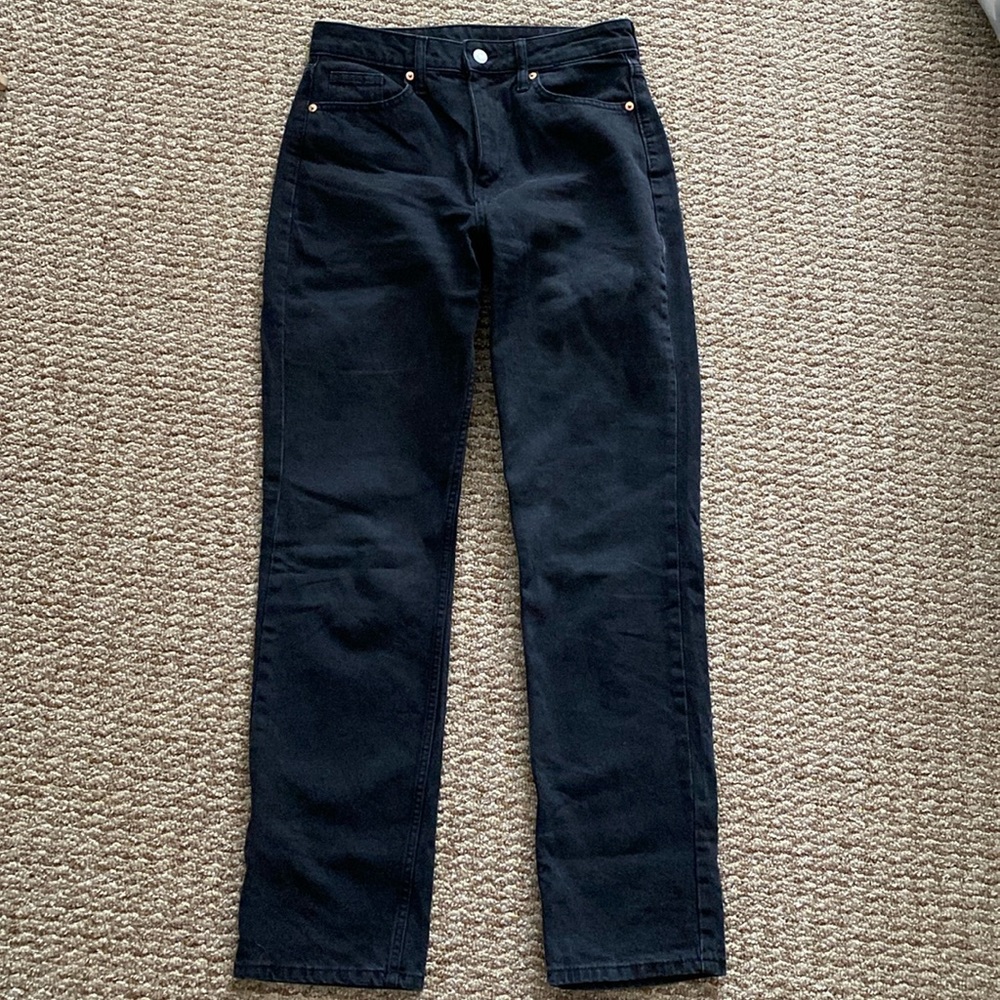 H&M Straight High Waist Black Jeans 6